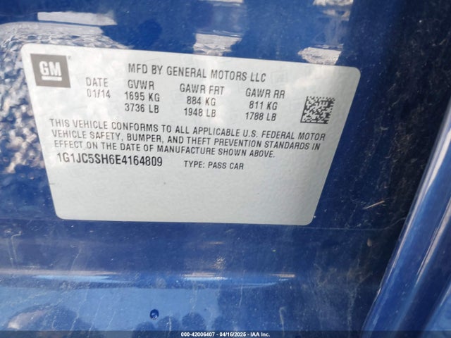 1G1JC5SH6E4164809 Chevrolet Sonic Lt Auto