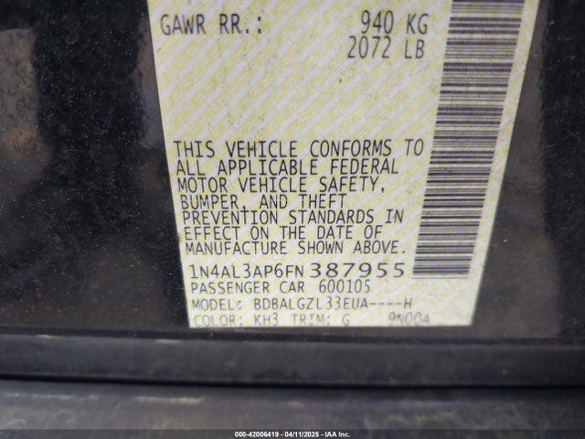 1N4AL3AP6FN387955 Nissan Altima 2.5 S
