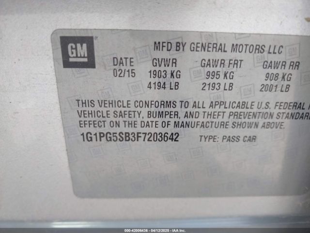 1G1PG5SB3F7203642 Chevrolet CRUZE LTZ