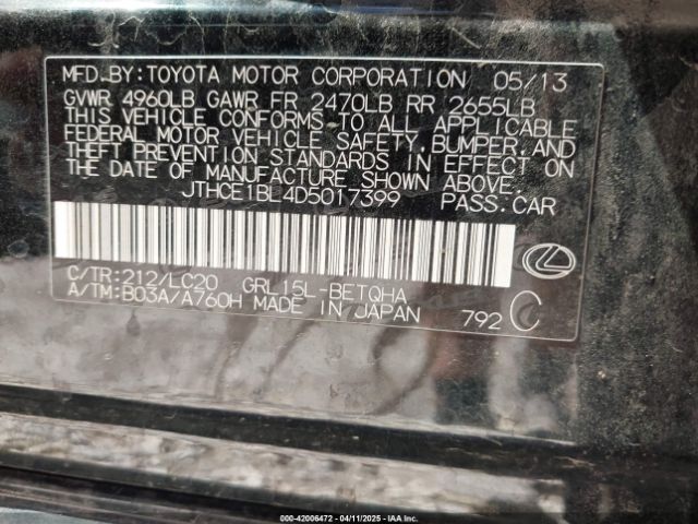 2013 LEXUS GS 350 JTHCE1BL4D5017399 Photo 8