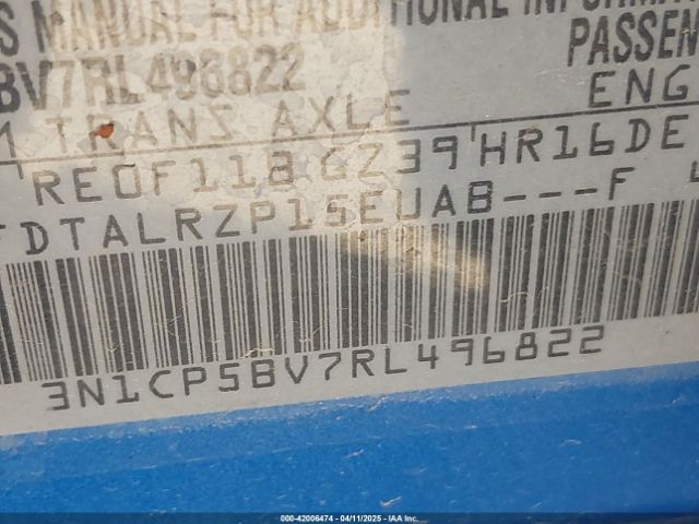 3N1CP5BV7RL496822 Nissan Kicks S Xtronic Cvt
