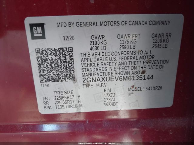2021 CHEVROLET EQUINOX 2GNAXUEV6M6135144 Photo 8