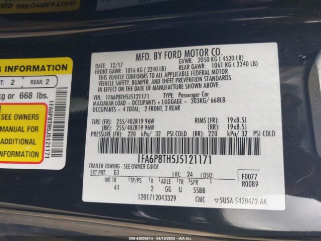 1FA6P8TH5J5121171 Ford Mustang Ecoboost