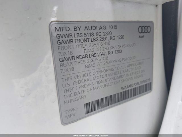 WA1AECF35L1030273 Audi Q3 Premium 45 Tfsi Quattro Tiptronic