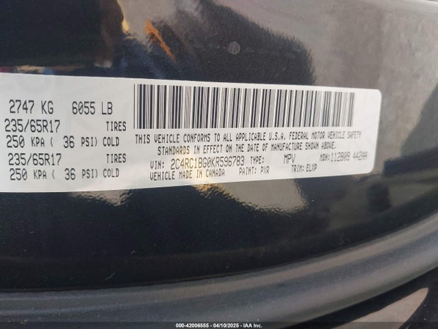 Chrysler Pacifica Touring L 2019 2C4RC1BG0KR596783 Image 9