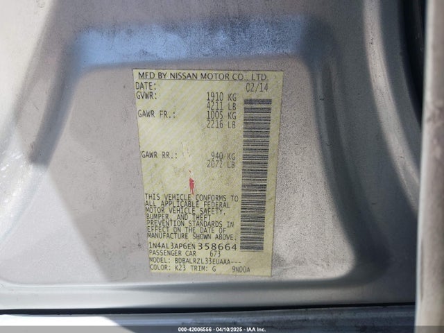 1N4AL3AP6EN358664 Nissan 2014