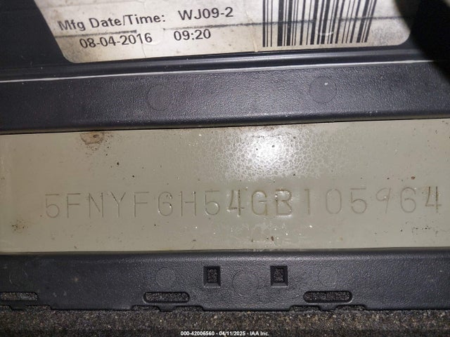 5FNYF6H54GB105964 Honda Pilot Ex-l
