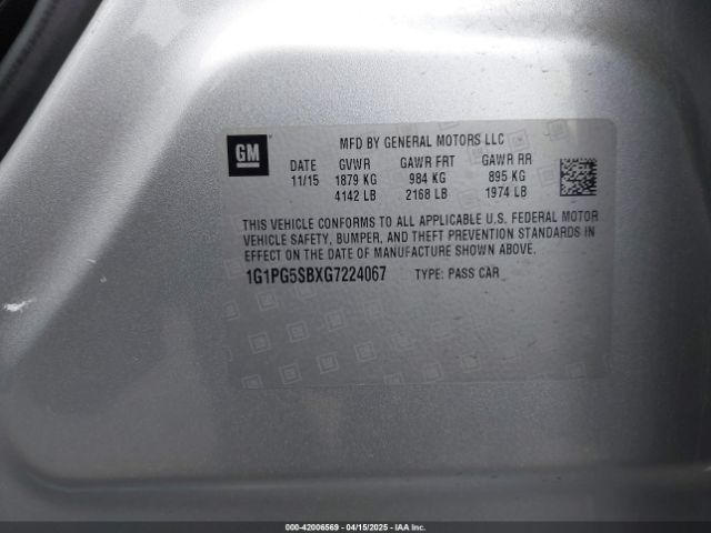 1G1PG5SBXG7224067 Chevrolet Cruze Limited Ltz Auto