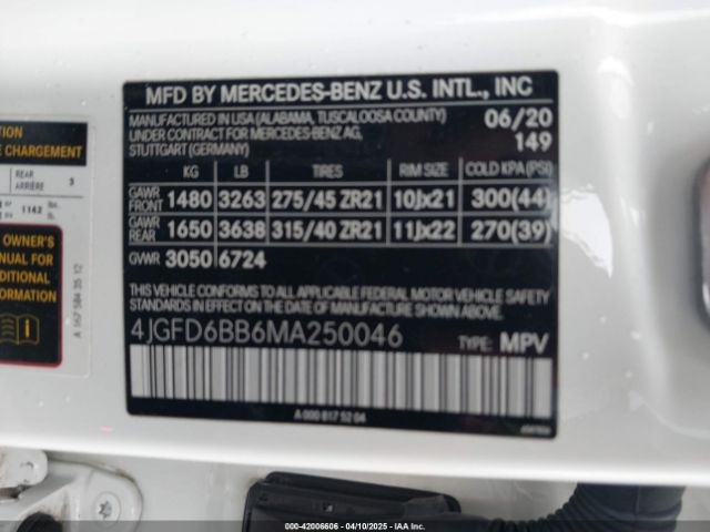 4JGFD6BB6MA250046 Mercedes-Benz Amg Gle 53 Coupe 4matic