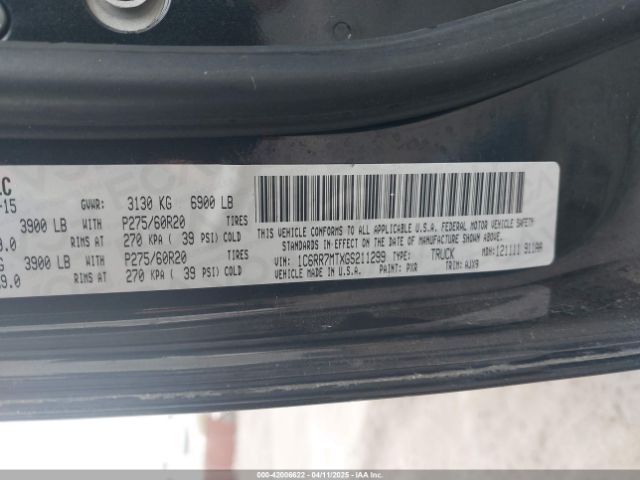 1C6RR7MTXGS211299 RAM 1500 Sport