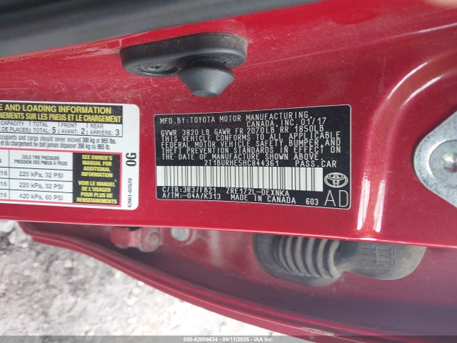 2T1BURHE5HC844361 Toyota COROLLA LE
