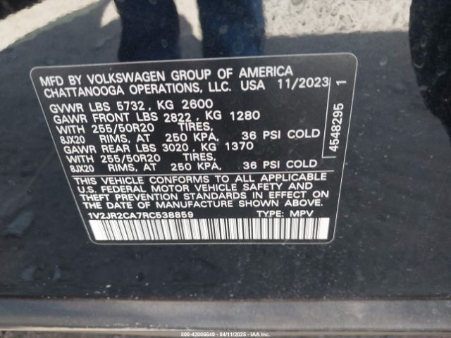 2024 VOLKSWAGEN ATLAS 1V2JR2CA7RC538859 Photo 8