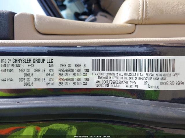 1C4RJFBG0EC294796 Jeep Grand Cherokee Limited