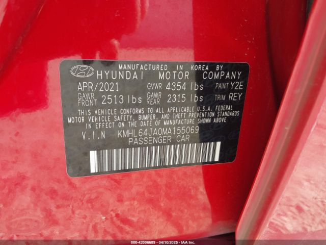 2021 HYUNDAI SONATA KMHL64JA0MA155069 Photo 8