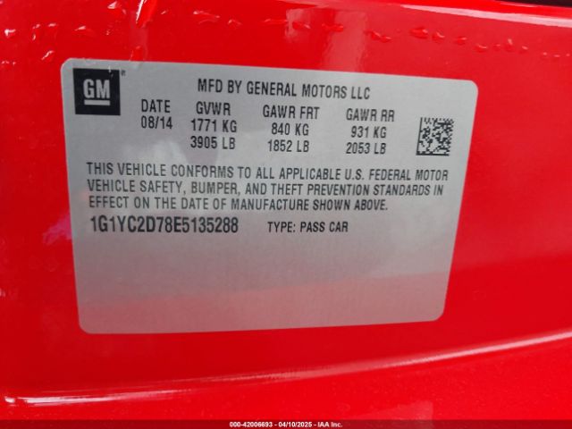 1G1YC2D78E5135288 Chevrolet CORVETTE STINGRAY