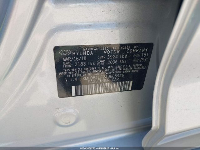 KMHD84LF2JU665926 Hyundai Elantra Value Edition
