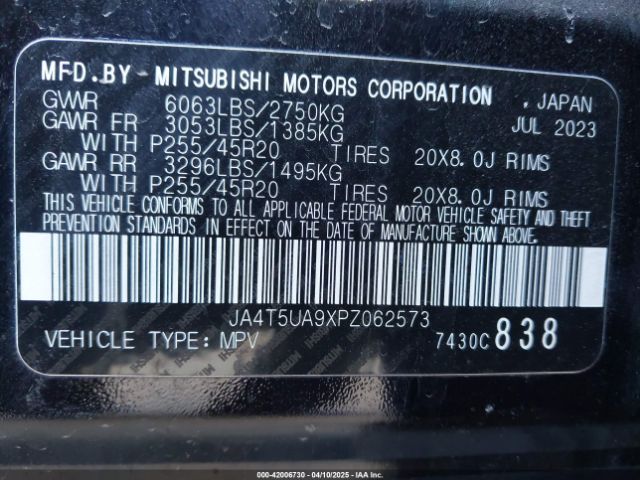 JA4T5UA9XPZ062573 Mitsubishi Outlander Phev Ralliart S-awc/se S-awc