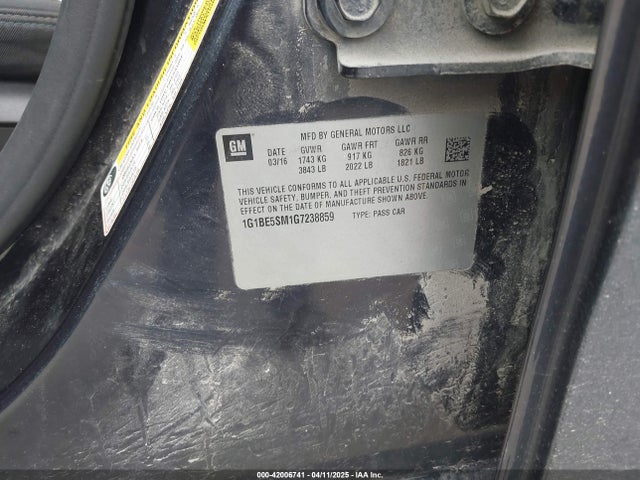 1G1BE5SM1G7238859 Chevrolet Cruze Lt Auto