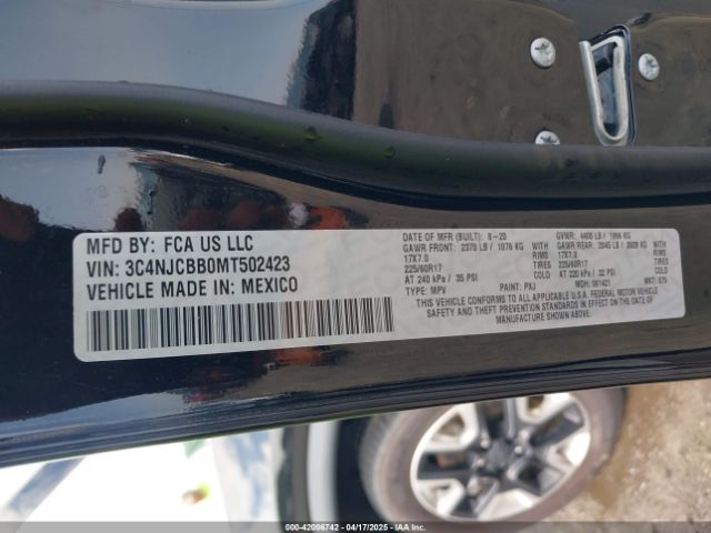 3C4NJCBB0MT502423 Jeep Compass Latitude Fwd