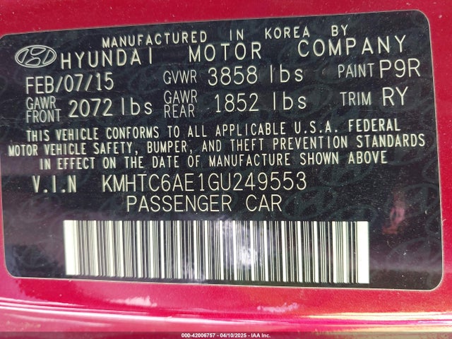 KMHTC6AE1GU249553 Hyundai Veloster Turbo