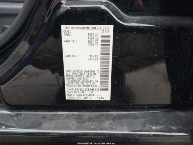 1N4BL4BV1KC239953 Nissan Altima 2.5 S