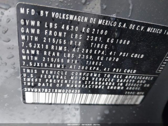 3VVUX7B21RM020435 Volkswagen Taos 1.5t Se