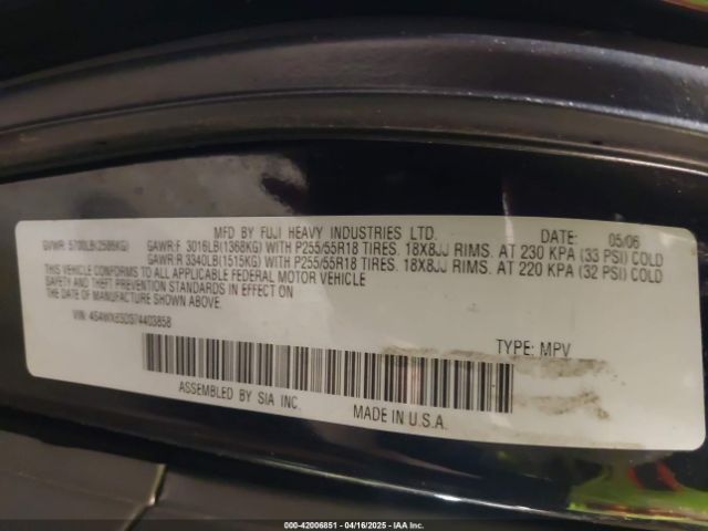 2007 SUBARU B9 TRIBECA 4S4WX83D374403858 Photo 8