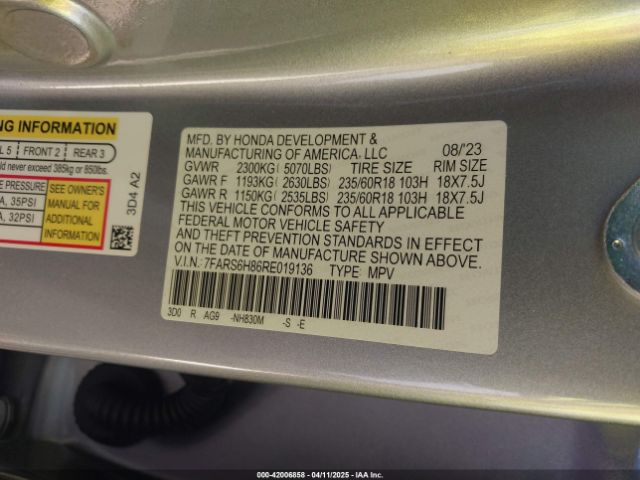 7FARS6H86RE019136 Honda Cr-v Hybrid Sport-l