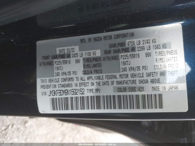 JM3KFBDM9N1592152 Mazda Cx-5 2.5 S Premium