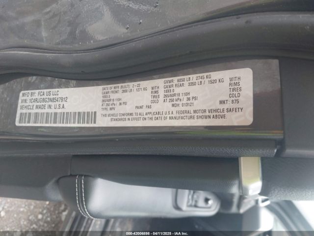 1C4RJGBG3N8547912 Jeep Grand Cherokee Limited 4x2