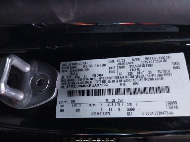 1FMCU9MN4PUA37093 Ford Escape St-line