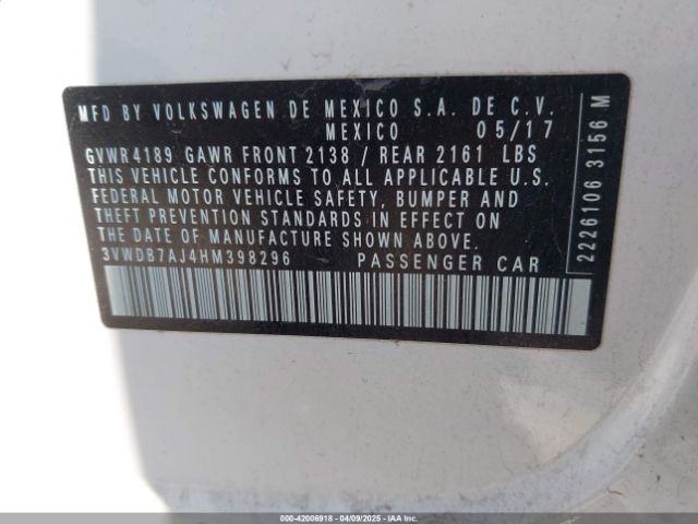 3VWDB7AJ4HM398296 Volkswagen Jetta 1.4t Se