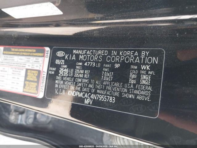 KNDPMCAC4N7955783 KIA Sportage Lx