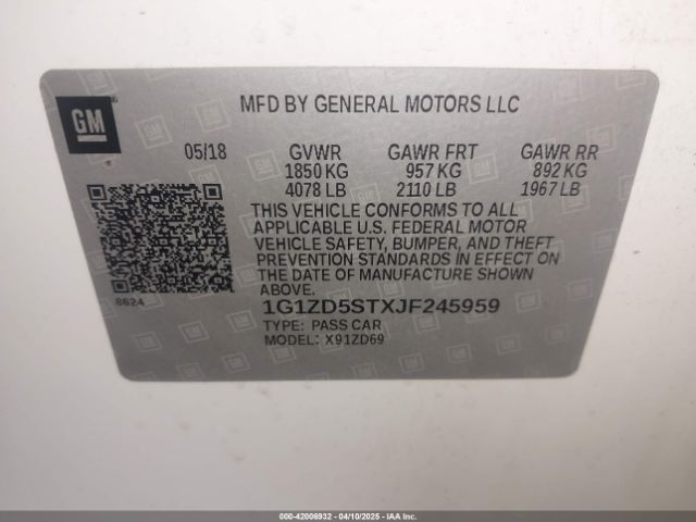 1G1ZD5STXJF245959 Chevrolet MALIBU LT