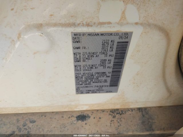 5N1AT2MV7FC769899 Nissan ROGUE SV