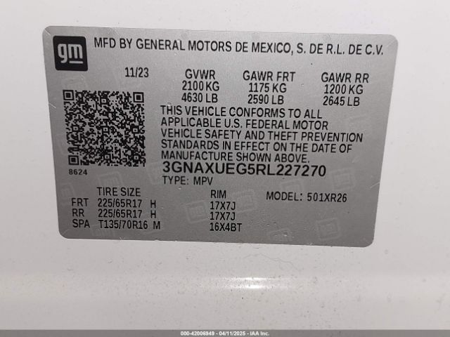 3GNAXUEG5RL227270 Chevrolet Equinox Awd Lt