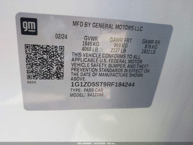 1G1ZD5ST9RF184244 Chevrolet Malibu Fwd 1lt
