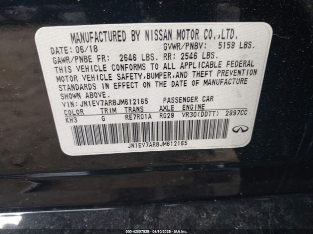 JN1EV7AR8JM612165 Infiniti Q50 3.0t Luxe