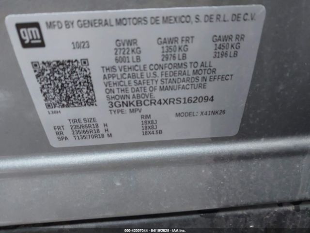 3GNKBCR4XRS162094 Chevrolet Blazer Fwd 2lt
