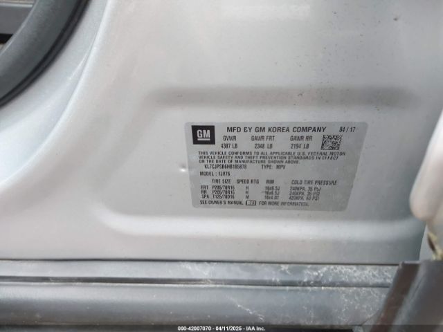 KL7CJPSB6HB185878 Chevrolet Trax Lt
