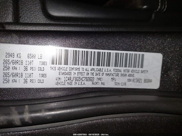 1C4RJFBG5HC792822 Jeep Grand Cherokee Limited 4x4
