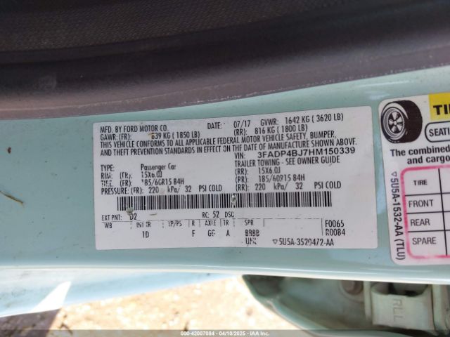3FADP4BJ7HM150339 Ford FIESTA SE