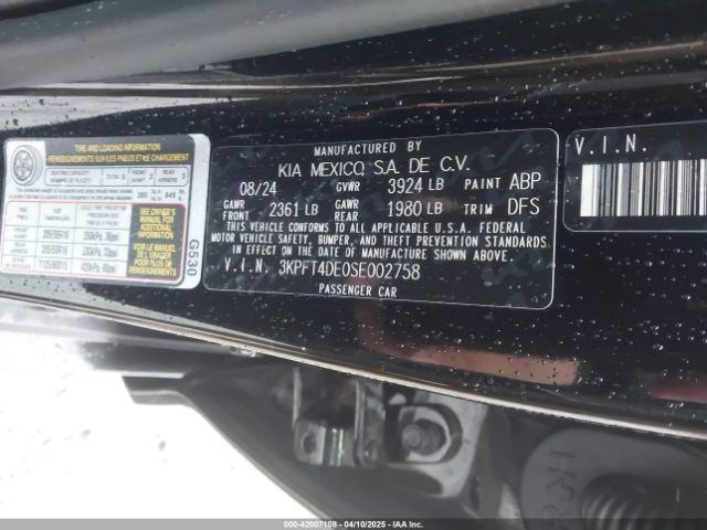 3KPFT4DE0SE002758 KIA K4 Lx