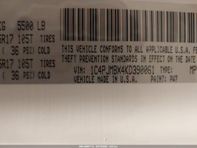 1C4PJMBX4KD390061 Jeep Cherokee Trailhawk 4x4