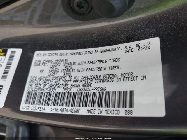3TYCZ5AN3NT078324 Toyota Tacoma Sr V6