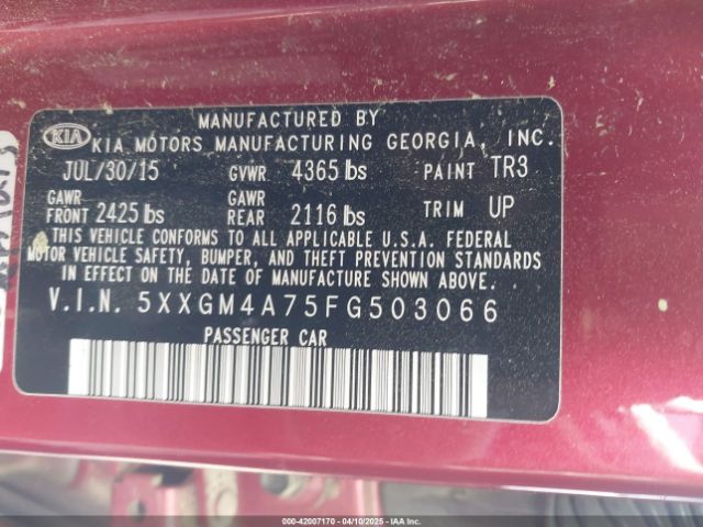 5XXGM4A75FG503066 KIA Optima Lx