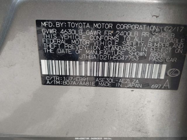 JTHBA1D21H5047753 Lexus IS 200T