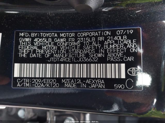 JTDT4RCE1LJ036632 Toyota Corolla Xse