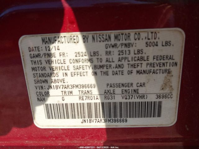 JN1BV7AR3FM396669 Infiniti Q50 Premium
