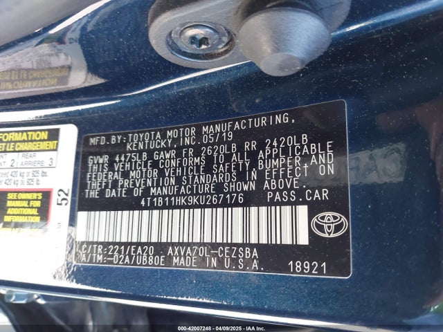 4T1B11HK9KU267176 Toyota a25a-fks